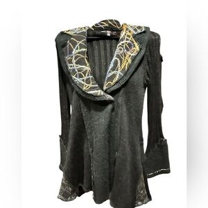 Sioni Embroidered Shawl Collar Sweater